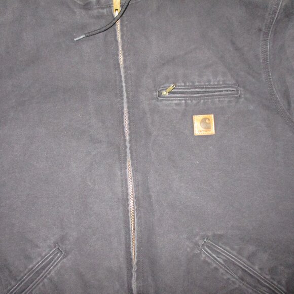 Carhartt Lined Canvas Jacket Men's Size L Black - Picture 2 of 5